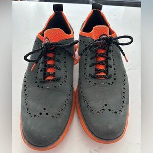 Men's Cole Haan Gray and Orange Brogue Sneakers